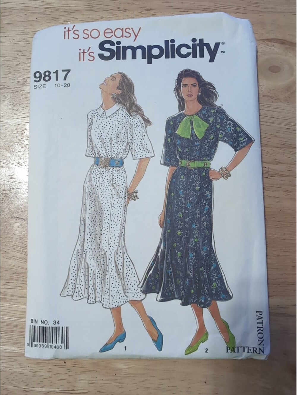 9817 Vtg Simplicity Pattern Misses 1990s Dress Eight Gore Tulip Skirt UNCUT